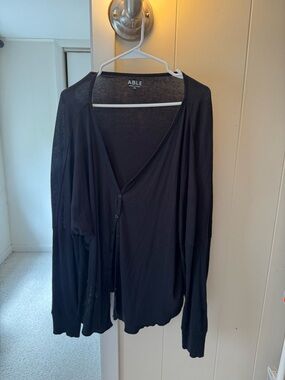 ABLE Ribbed Crew Neck Top in Charcoal